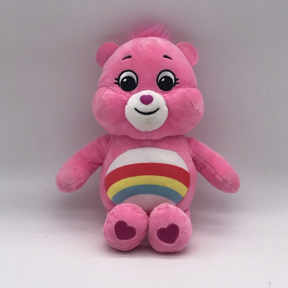 Care Bears "Magic Rainbow Bear" 8 Inch Fun Bean Plush Collectible Pink White